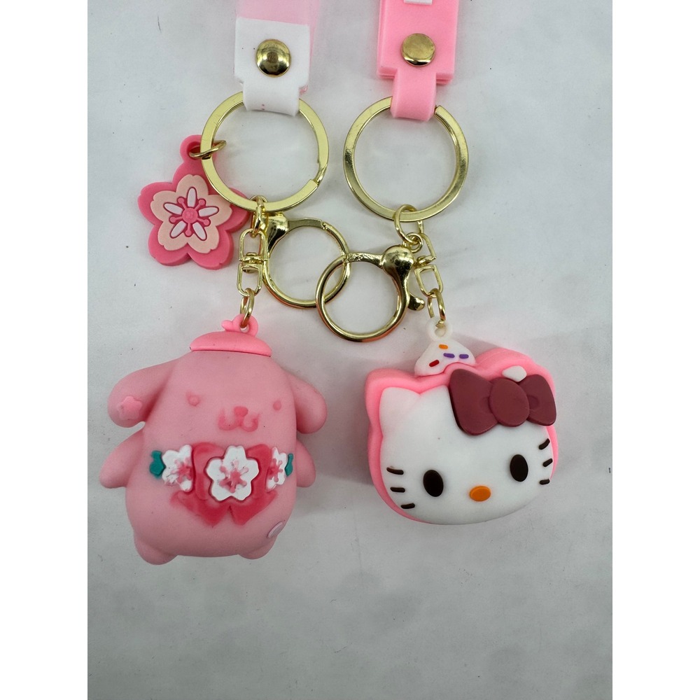 Sanrio Hello Kitty Cinnamoroll Pompompurin 3D Silicone Keychain Strap Set - Picture 2 of 4